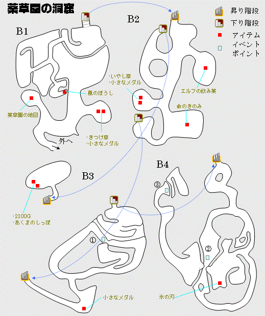 薬草園の洞窟の地図